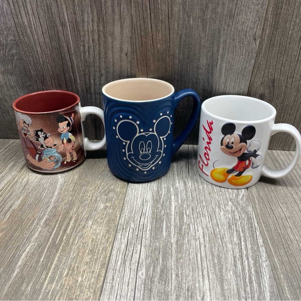 Disney Mickey Mouse Pinocchio Coffee Mug Cup Collection (3) Collectible Cups Mug